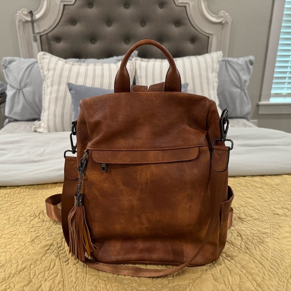 Brown Leather Men's Backpack